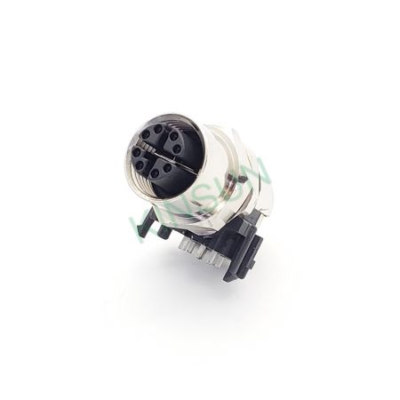 Conector M12 X Código 8 Pines 90 Grados (Ángulo Recto) - Conector hembra en ángulo recto codificado M12 X negro